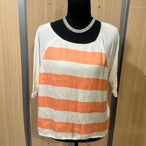Forever 21 Orange and White Striped Blouse